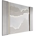 Contemporary Background Wall Design With White Marble Texture Silver Frame And Lighted Edges 3d model