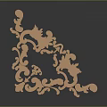 Orange Metal Artistic Carved Decorative Corner with Intricate Curved Symmetrical Patterns