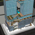 Modern Twin Office Building With Glass Curtain Walls Spiral Staircase And Landscaped Greenery Accents