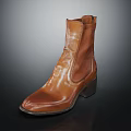 Brown Leather Ankle Boots With Block Heel And Classic Stitched Design For Daily Wear
