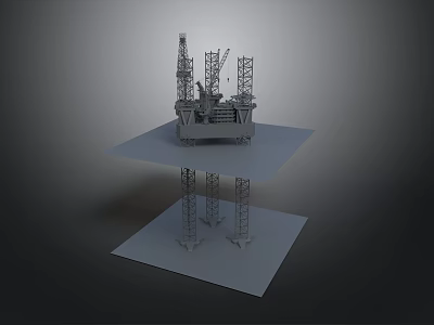Detailed Offshore Drilling Rig Model Structure With Derricks Cranes And Support Legs 3d model