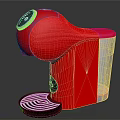 Red Coffee Machine With Digital Display Transparent Section Black Base And White Spiral Pattern 3d model