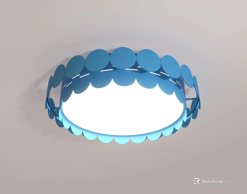 Modern Circular Ceiling Light With Blue Decorative Edges And White Light Source 3d model