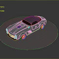 Teal Vintage Car With Blue Stripes And Shiny Alloy Wheels Design