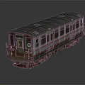 Vintage Train Carriage Model With Dark Exterior Red Stripes Windows And Door Details