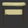 Modern Beige Fabric Accent Chair With Curved Armrests And Wooden Legs