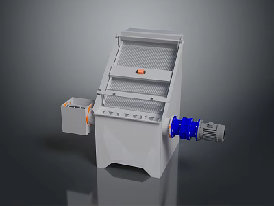 Industrial Vibrating Screening Machine With Gray Body And Blue Motor Component Structure 3d model