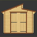 Small Wooden Shed With Double Doors Brown Trim And Shingle Roof Light Wood Exterior