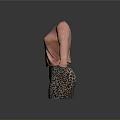 Pink Knitted Sweater With Long Sleeves And Leopard Print Mini Skirt Casual Outfit