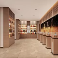 Elegant Chinese Interior Design With Wooden Partitions Circular Decor And Display Shelves