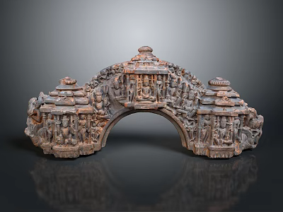 Scenic Historical Landscape With Ancient Stone Arch Carving And Detailed Figures 3d model