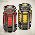 Tactical Hand Grenades With Red HE G And Yellow Smoke G Design