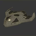 Futuristic Scifi Hovercraft With Sleek Metallic Design And Blue Illumination