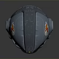 Futuristic Blue Sci Fi Weapon Helmet Featuring Emblem And Tactical Design Details