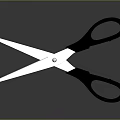 Sharp Open Scissors With Black Handles And Silver Blades On Gray Background 3d model