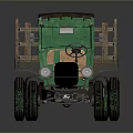 Vintage Green Truck With Wooden Cargo Bed And Retro Design Elements