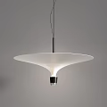 Modern White Disc Shaped Pendant Light With Black Stem And Base Design 3d model