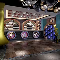 Modern Internet Cafe Interior Design With Creative Lighting And Comfortable Seating 3d model