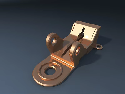 Sturdy Metal Hardware Tool Clamp With Two Circular Holes And Solid Construction 3d model