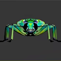 Colorful Metallic Beetle With Iridescent Green And Purple Shell On Dark Background With Reflection