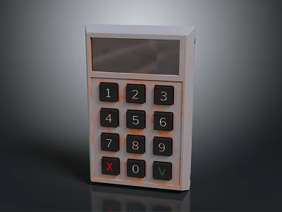 Vintage Electronic Calculator With Number Buttons And Digital Display Screen 3d model