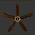 Classic Design Ceiling Fan With Wooden Blades And Golden Center Light Fixture