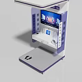 Medical Exhibition Hall Featuring 5G Micro Clinic Booth With Diagnostic Equipment And Digital Screen
