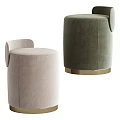 Modern Beige And Green Velvet Ottoman With Gold Metal Base Design