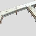 Modern Pedestrian Overpass Structure With Steel Frame Glass Canopy And Stairs