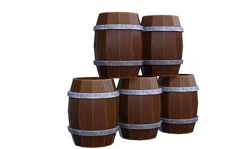 Vintage Wooden Barrel Bucket 3d model