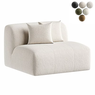 Plush Cream Colored Accent Chair In Modern Minimalist Design With Two Decorative Pillows 3d model