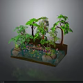 Decorative Miniature Landscape With Rockery Flowing Water Green Plants And Ornaments