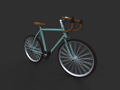 Teal Bicycle With Brown Seat Curved Handlebars And Black Wheels Modern Design 3d model