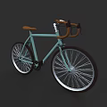 Teal Bicycle With Brown Seat Curved Handlebars And Black Wheels Modern Design