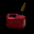 Industrial Red Jerry Can With Yellow Nozzle And Safety Label For Fuel Storage