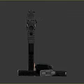 Modern Black Tactical Rifle With Magazine And Bullets On Dark Surface