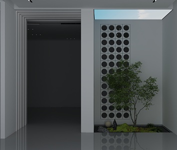 Indoor window modeling green plant screen partition 3d model