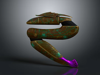 Futuristic Sci Fi Letter E Design With Metallic Texture And Glowing Purple Accents 3d model