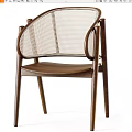 Modern Wooden Lounge Chair With Mesh Backrest And Curved Armrest Design