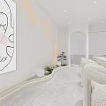 Beauty Hair Salon Exterior With White Facade Window Display And Green Plants