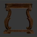 Classic Wooden Console Table Design With Carved Curved Legs And Dark Smooth Top