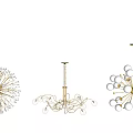 Modern Chandeliers With Elegant Designs Golden Structures And White Globe Decorations 3d model