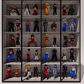 Colorful Anime Character Dolls Arranged Neatly On Multi Layer Display Shelf 3d model