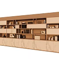 Modern Wooden Shelving Unit with Multiple Compartments and Cabinet Doors for Living Room Storage