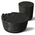 Modern Black Marble Coffee Table With Natural Veined Texture And Unique Stylish Shape 3d model
