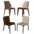 Modern Dining Chairs With Ribbed Backrest Padded Seats And Wooden Legs In Brown Beige White