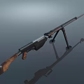 Classic Vintage Rifle With Wooden Stock Black Barrel And Tripod Stand