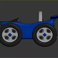 Blue Electric Toy Car for Kids with Black Seats and Rear Spoiler