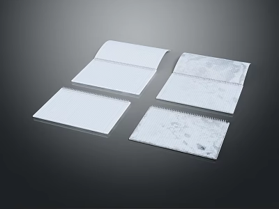Open Spiral Bound Notebooks Featuring Blank Dot Grid And Lined Pages On Dark Surface 3d model