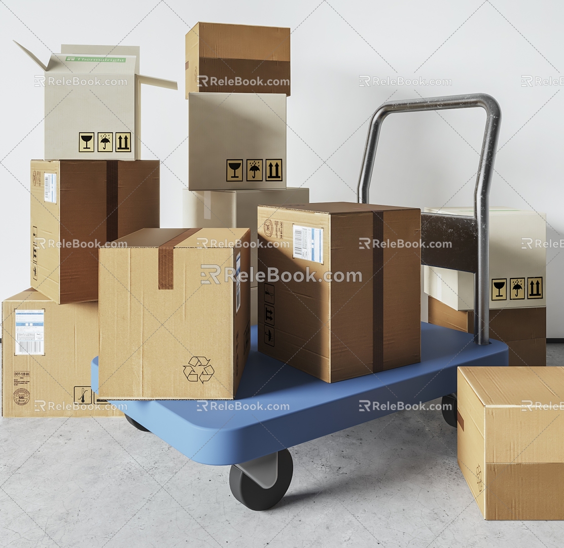 flatbed trailer carton transport trailer carton cargo 3d model